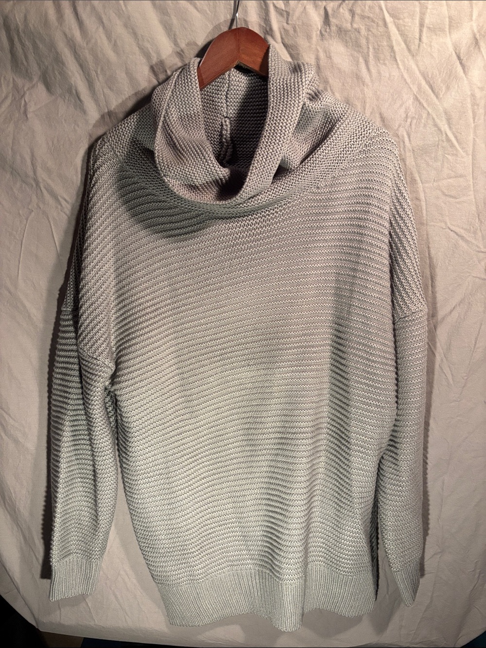 Super Soft Light Gray Cowl Neck Knit Sweater - Women